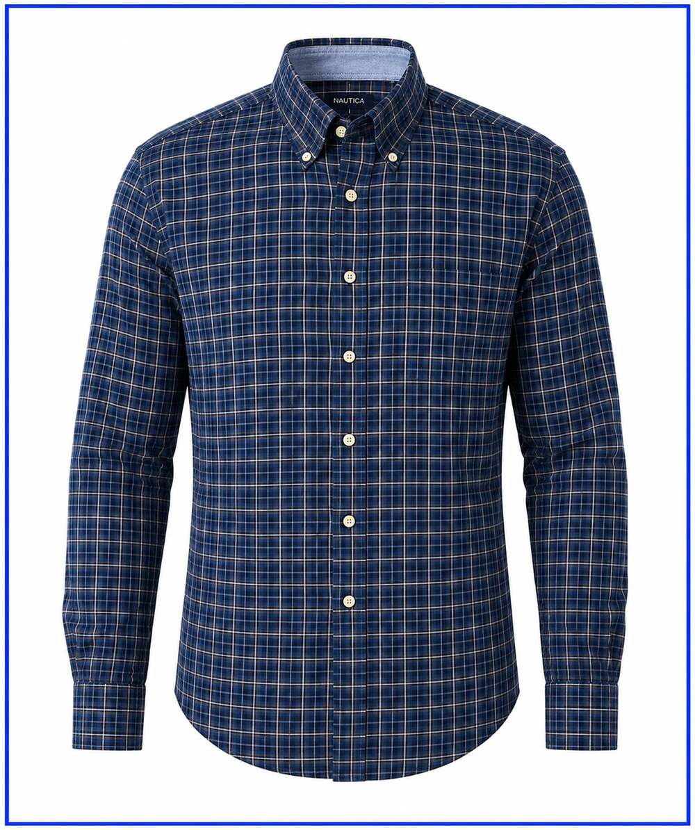 Nautica Fits US 16½/32-33 navy check button-down dress shirt